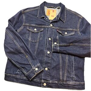 Levi's Strauss Men's Denim Jacket Red Tab Button Down Jean Trucker Stretch Large